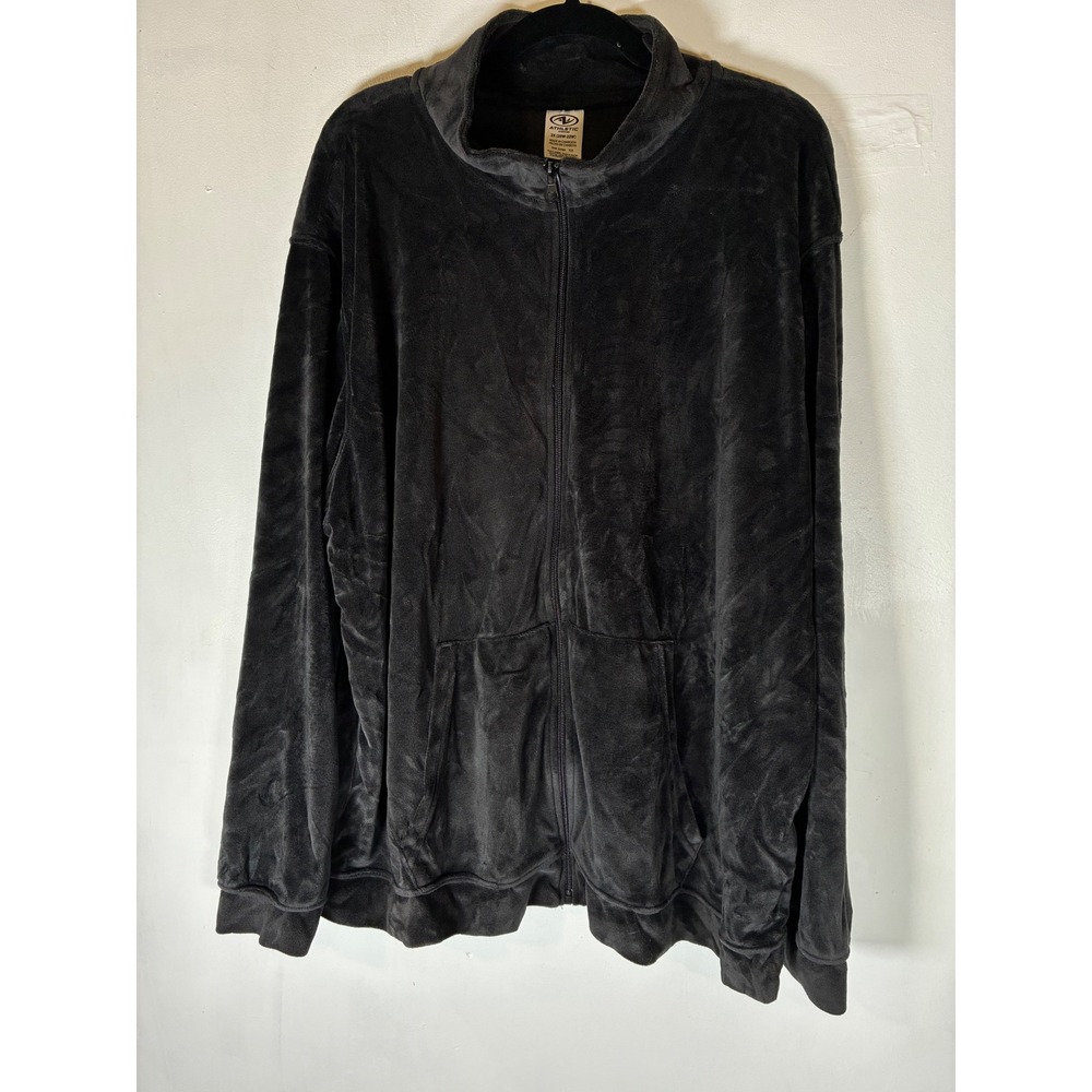 Athletic Works 2X Black Velour Zip Up Jacket Lounge Athleisure Soft Cozy 20w 22w